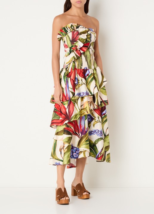 Farm Rio Florart midi jurk met volant