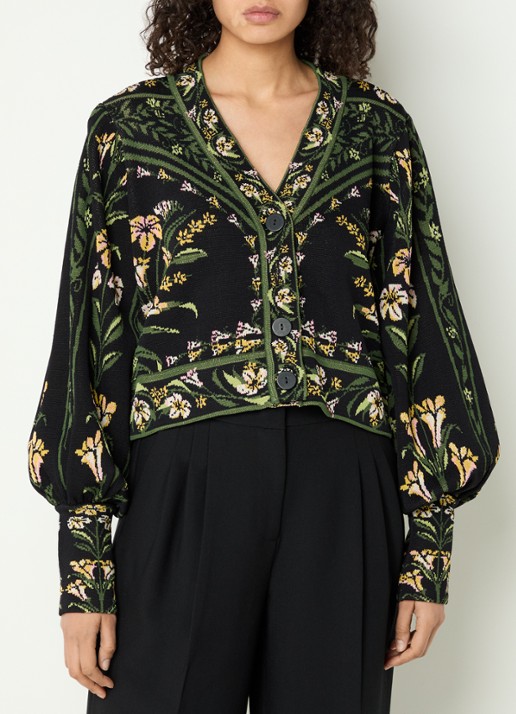 Farm Rio Flowers Arch fijngebreid vest met bloemenprint