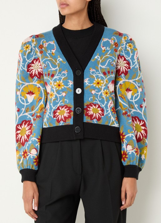 Farm Rio Flowing fijngebreid vest met bloemenprint