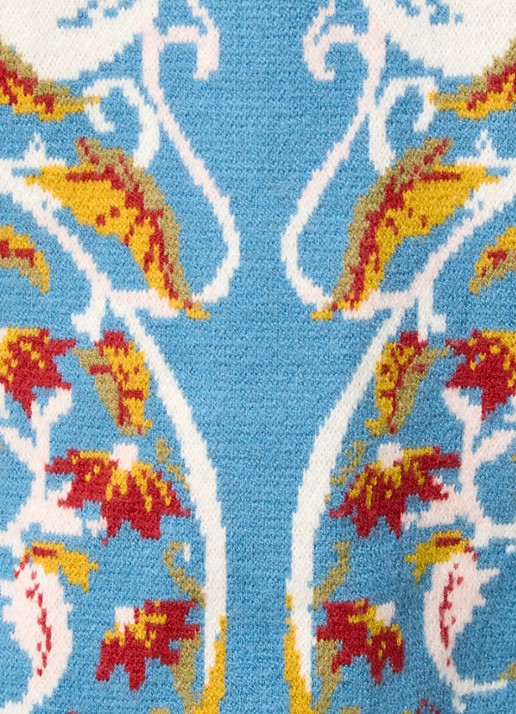 Farm Rio Flowing fijngebreid vest met bloemenprint - detail 5 blauw