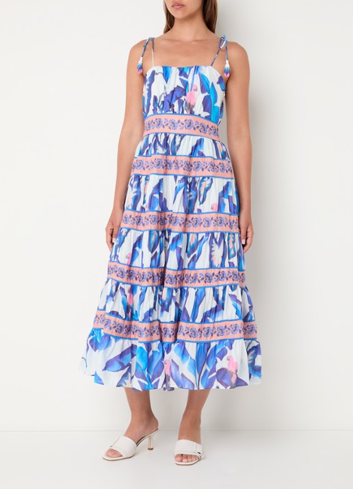 Farm Rio Foliage midi jurk met print en volant