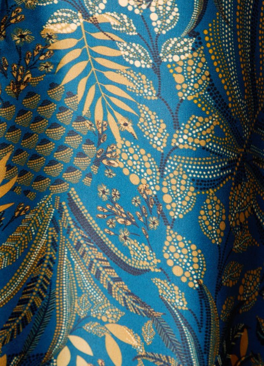 Farm Rio Forest maxi jurk van satijn met pofmouw - detail 5 donkerblauw