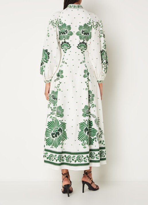 Farm Rio Forest Soul midi blousejurk met bloemenprint - achterkant 5 groen