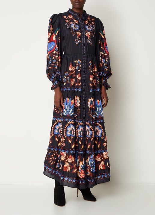 Farm Rio Garden maxi blousejurk met pofmouw en bloemenprint