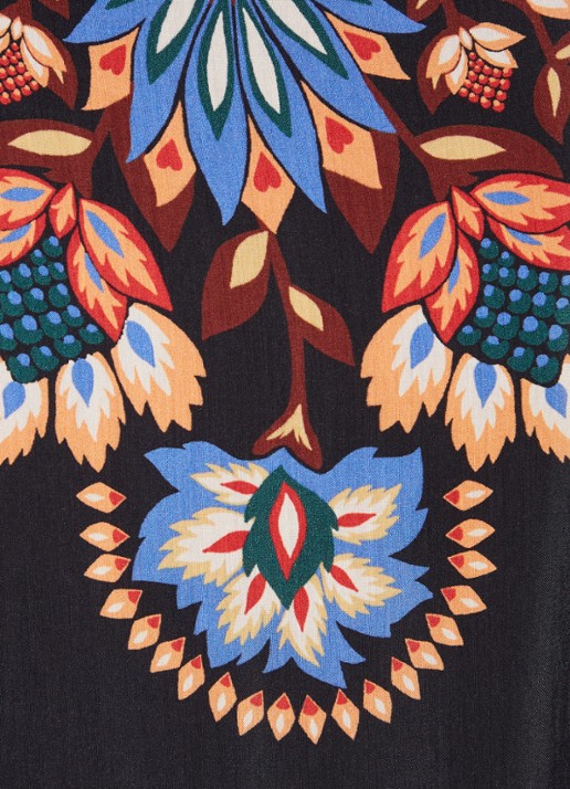 Farm Rio Garden maxi blousejurk met pofmouw en bloemenprint - detail 2 zwart