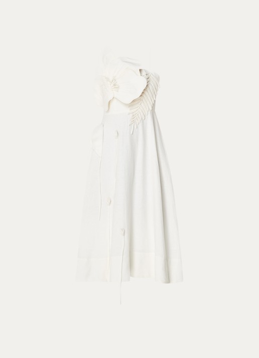 Farm Rio Garden midi jurk met applicatie - voorkant gebroken wit