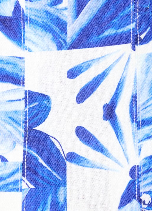 Farm Rio Garden Tiles mini blousejurk in linnenblend met pofmouw - detail 3 blauw