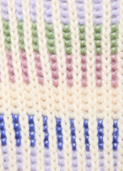 Farm Rio Grofgebreid vest met ingebreid patroon en ballonmouw - detail 2 creme
