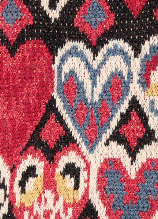 Farm Rio Hearts Ikat grofgebreide trui in wolblend met ingbereid patroon - detail 4 rood