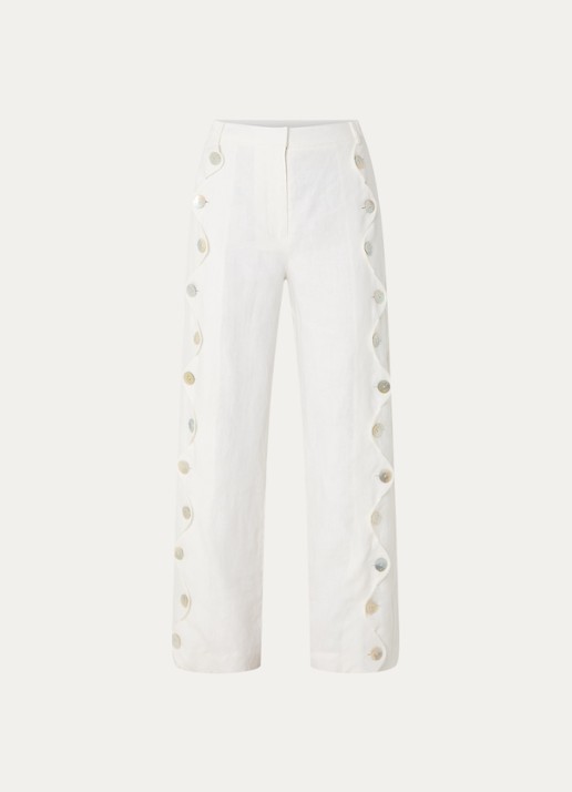 Farm Rio High waist loose fit broek van linnen - voorkant 3 gebroken wit