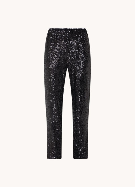 Farm Rio High waist straight fit pantalon met pailletten en steekzakken - voorkant 2 zwart