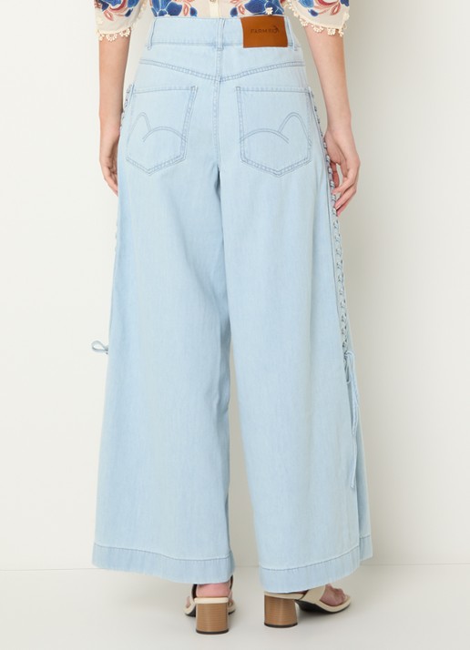 Farm Rio High waist wide fit jeans met lichte wassing - achterkant 4 indigo