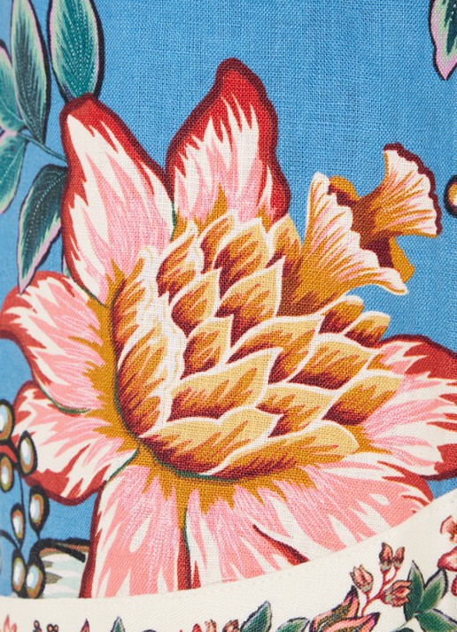 Farm Rio High waist wide fit korte broek van linnen met bloemenprint  - detail 4 staalblauw