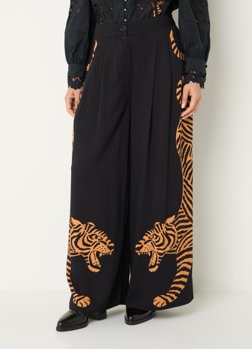 Farm Rio High waist wide fit pantalon met print
