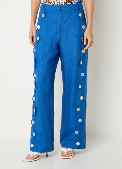 Farm Rio High waist wide fit pantalon van linnen