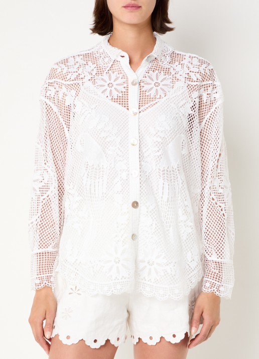 Farm Rio Landscape Guipure blouse met opengewerkt dessin