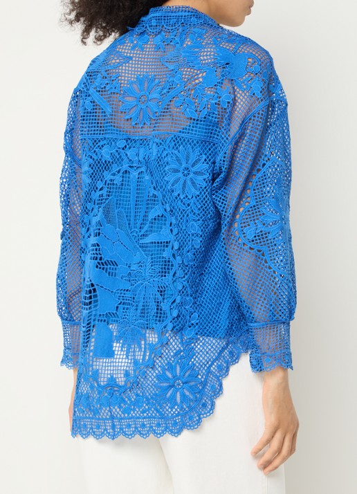 Farm Rio Landscape Guipure blouse van kant  - achterkant 4 donkerblauw