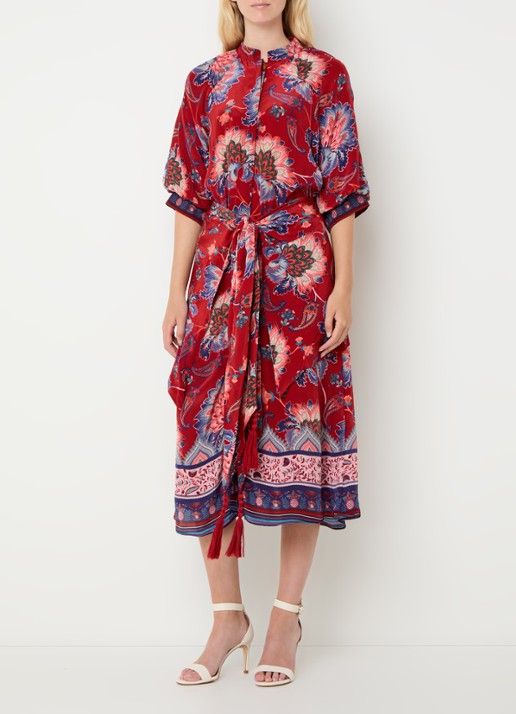 Farm Rio Luang midi blousejurk met bloemenprint en gestrikt detail