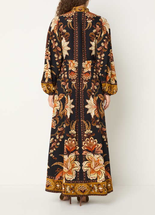 Farm Rio Majestic maxi jurk met print - achterkant 3 camel