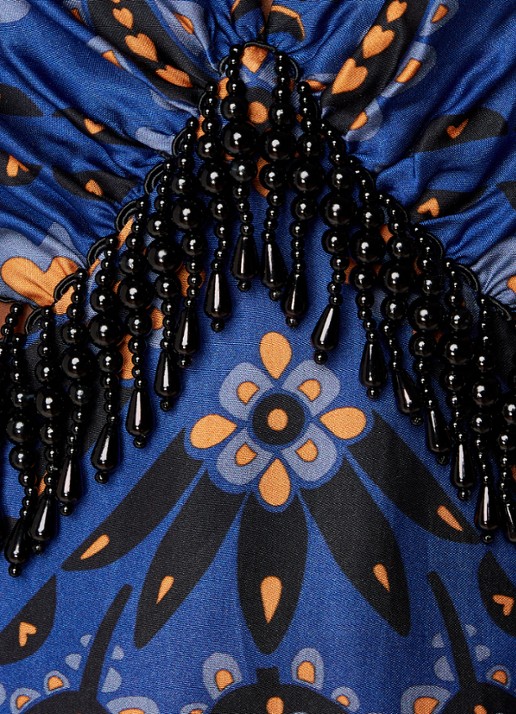 Farm Rio Martina maxi jurk van satijn met kralendecoratie - detail 3 donkerblauw