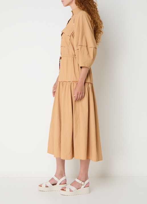 Farm Rio Maxi blousejurk met strikceintuur - voorkant 4 camel
