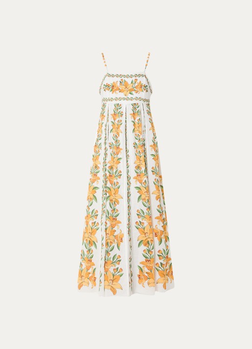 Farm Rio Maxi jurk met bloemenprint en spaghettibandjes - voorkant wit
