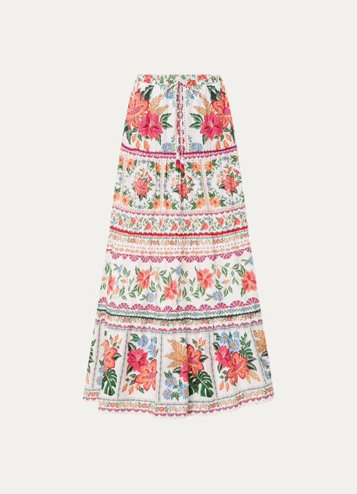 Farm Rio Maxi rok met bloemenprint - voorkant roze