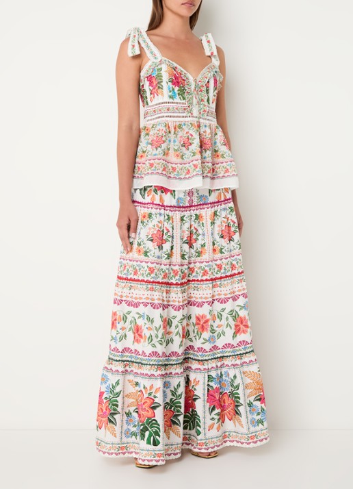 Farm Rio Maxi rok met bloemenprint - voorkant 2 roze