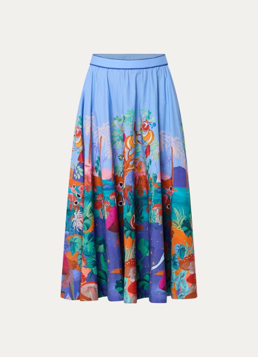 Farm Rio Maxi rok met print - voorkant 3 blauw