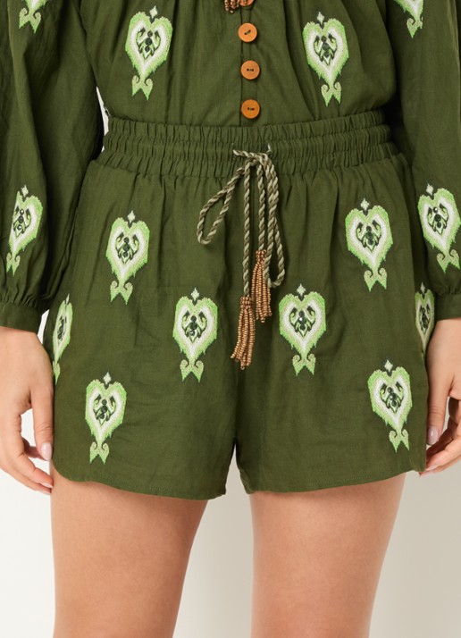 Farm Rio Mid waist straight fit korte broek met borduring