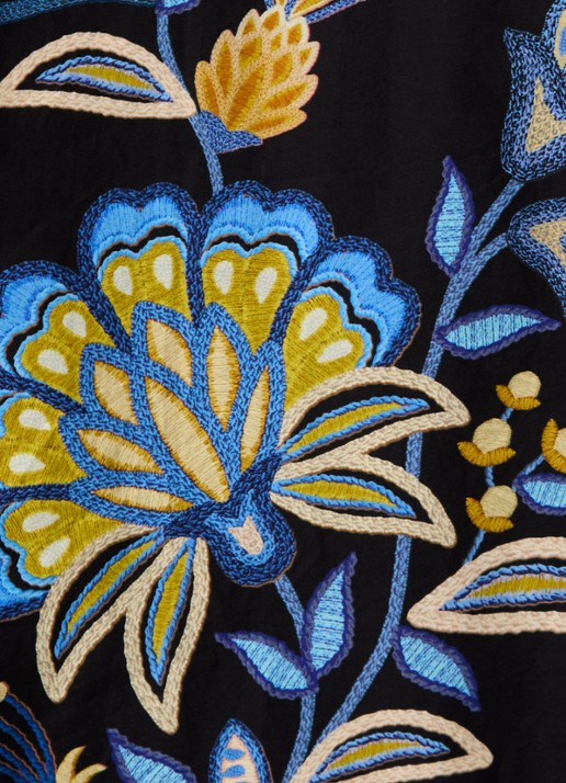 Farm Rio Midi blousejurk van  katoen met bloemenprint - detail 5 zwart
