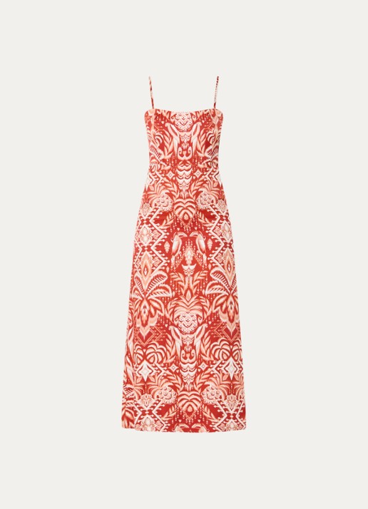 Farm Rio Midi jurk met print en spaghettibandjes - voorkant 2 rood