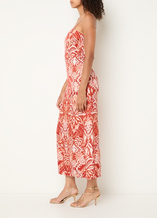 Farm Rio Midi jurk met print en spaghettibandjes - voorkant 3 rood