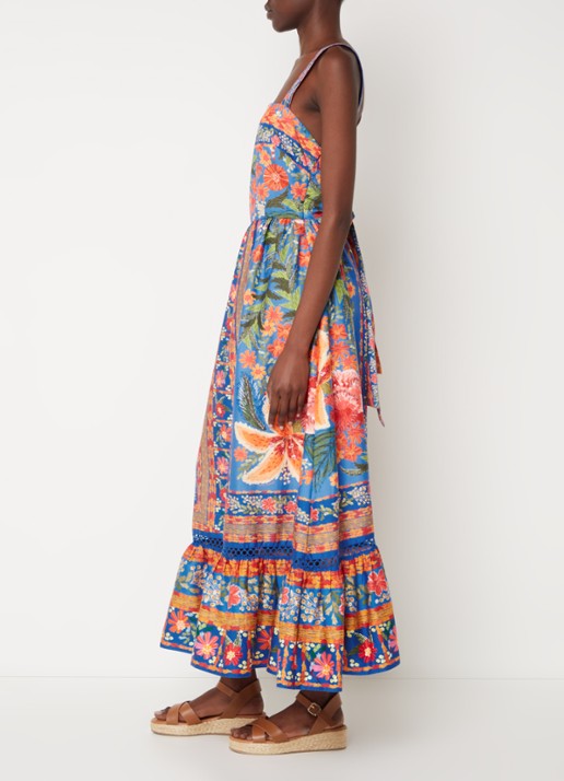 Farm Rio Midi jurk met print en strikdetail  - achterkant blauw