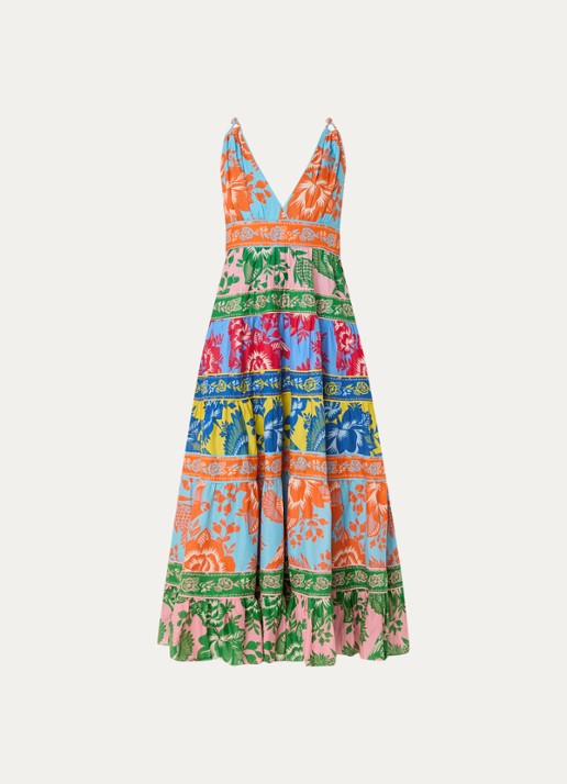 Farm Rio Midi jurk met print - voorkant blauw