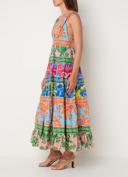 Farm Rio Midi jurk met print - voorkant 2 blauw