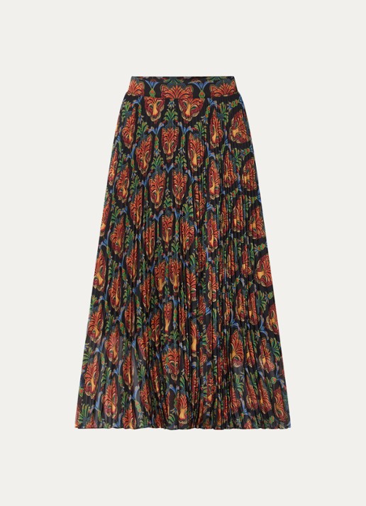Farm Rio Midi rok met plissé en print - voorkant 2 zwart