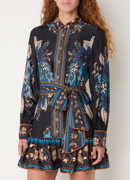 Farm Rio Mini blousejurk met bloemenprint en strikceintuur