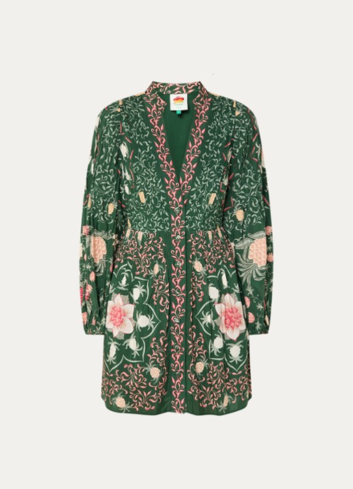Farm Rio Mini blousejurk met print - voorkant 3 groen