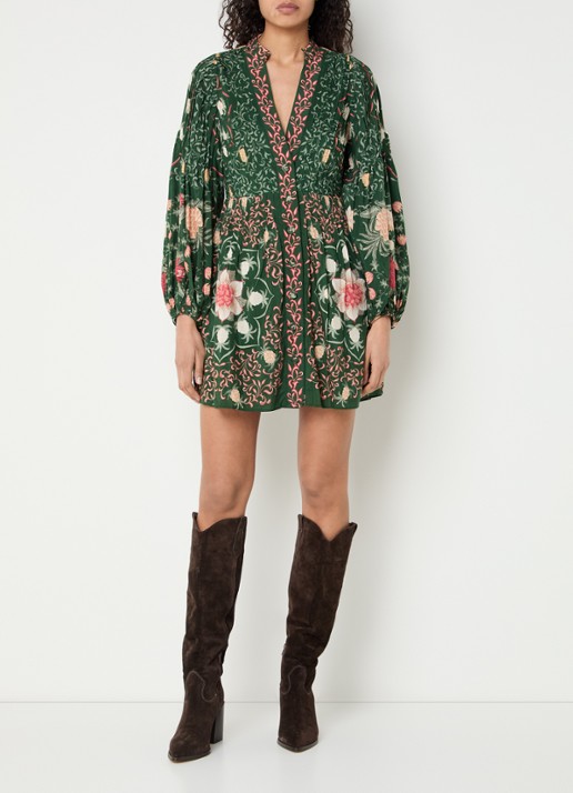 Farm Rio Mini blousejurk met print - voorkant 4 groen