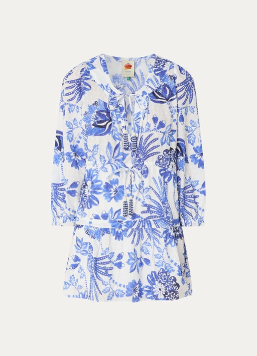 Farm Rio Mini jurk met bloemenprint - voorkant 4 blauw