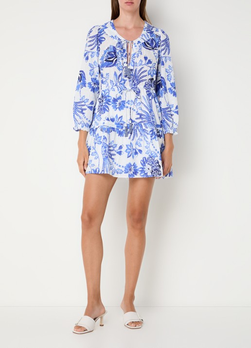 Farm Rio Mini jurk met bloemenprint - voorkant 5 blauw