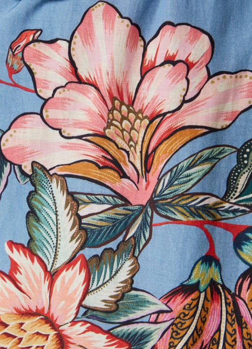 Farm Rio Mini tuniekjurk met bloemenprint en ceintuur - detail 2 staalblauw