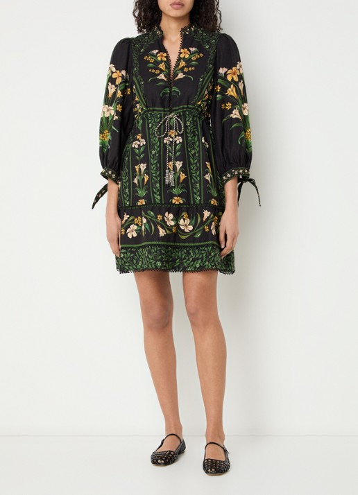 Farm Rio Mini tuniekjurk met bloemenprint - voorkant 4 zwart