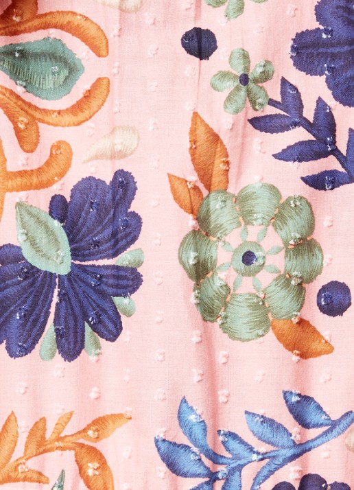 Farm Rio Mini tuniekjurk met print en pofmouw - detail 2 roze