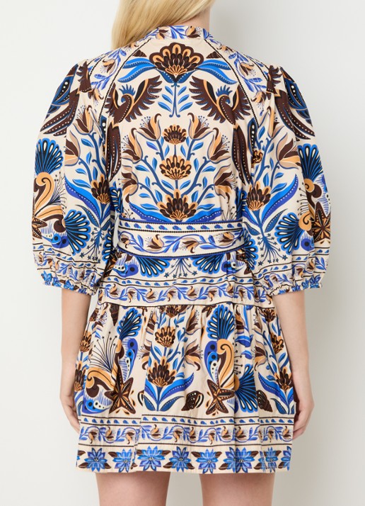 Farm Rio Nature Land mini blousejurk met print - achterkant 2 donkerblauw