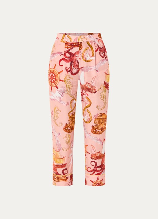 Farm Rio Nautical Wonder cropped slim fit broek met print - voorkant 3 perzikroze
