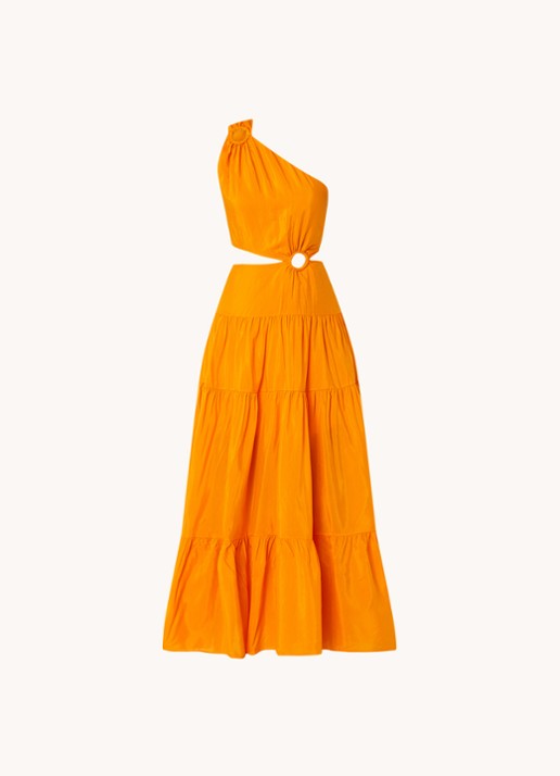 FARM Rio One shoulder maxi jurk met cut-out details - voorkant 4 orange