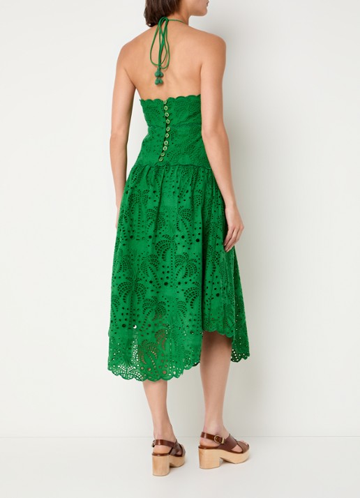 Farm Rio Palm Tree midi jurk met broderie - achterkant 4 groen