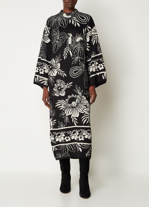 Farm Rio Pasley fijngebreide midi trui-jurk met bloemenprint